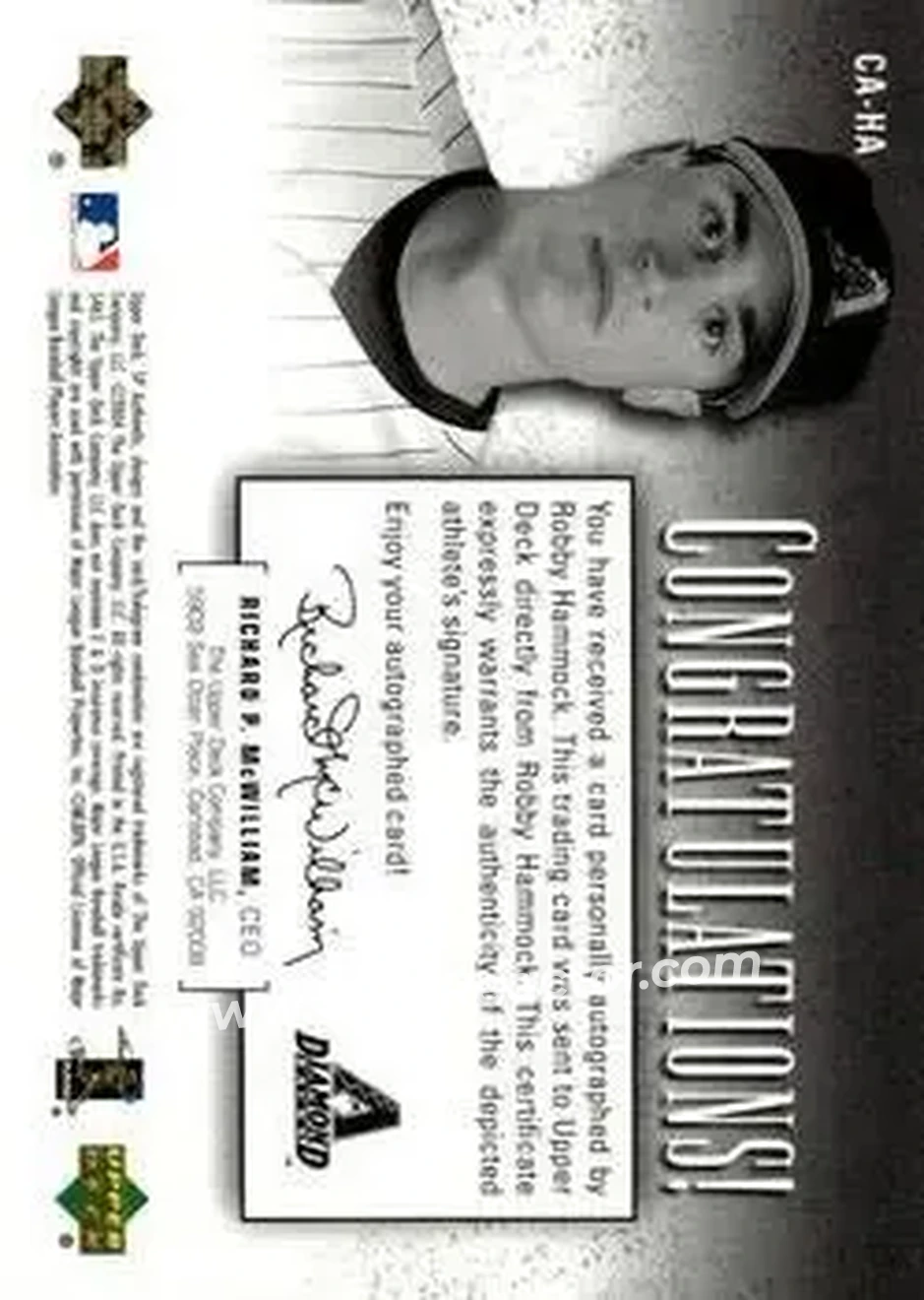2004 SP Authentic - SP Chirography #CA-HA - Robby Hammock - Arizona Diamondbacks - Back
