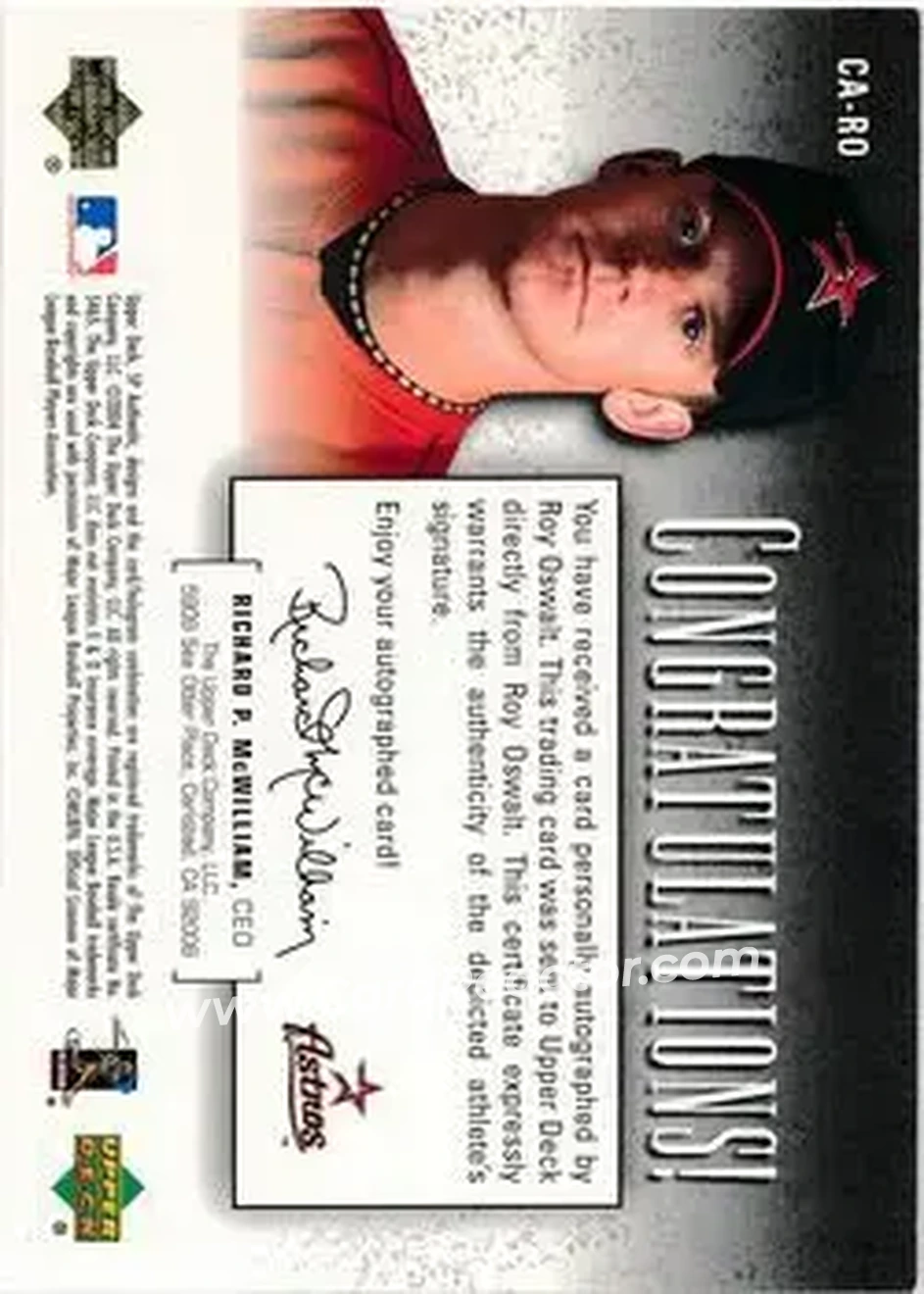 2004 SP Authentic - SP Chirography #CA-RO - Roy Oswalt - Houston Astros - Back