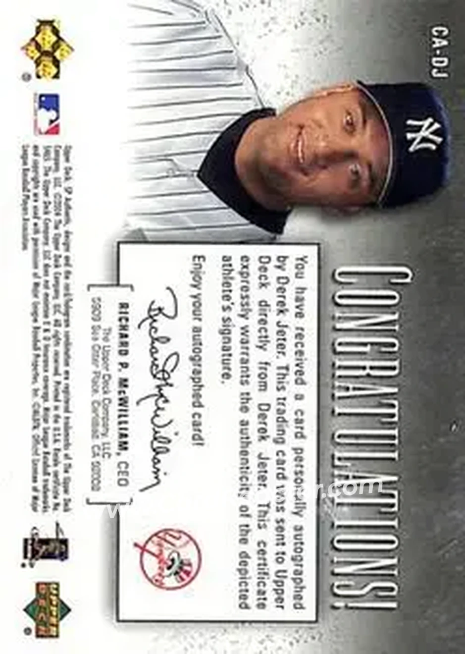 2004 SP Authentic - SP Chirography Bronze #CA-DJ - Derek Jeter - New York Yankees - Back