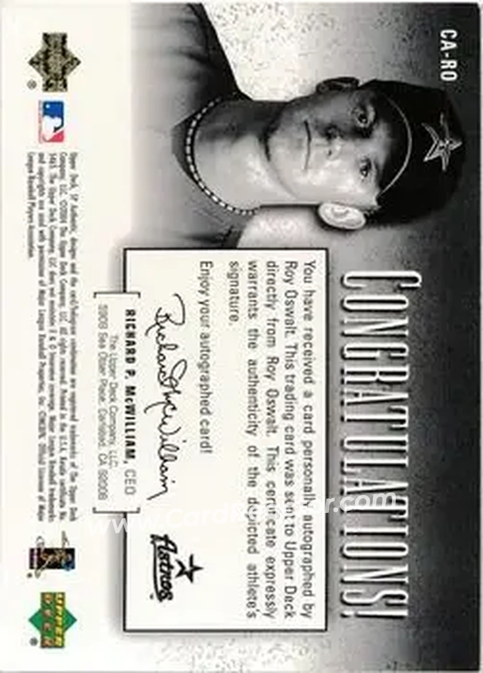2004 SP Authentic - SP Chirography Duo Tone Bronze #CA-RO - Roy Oswalt - Houston Astros - Back