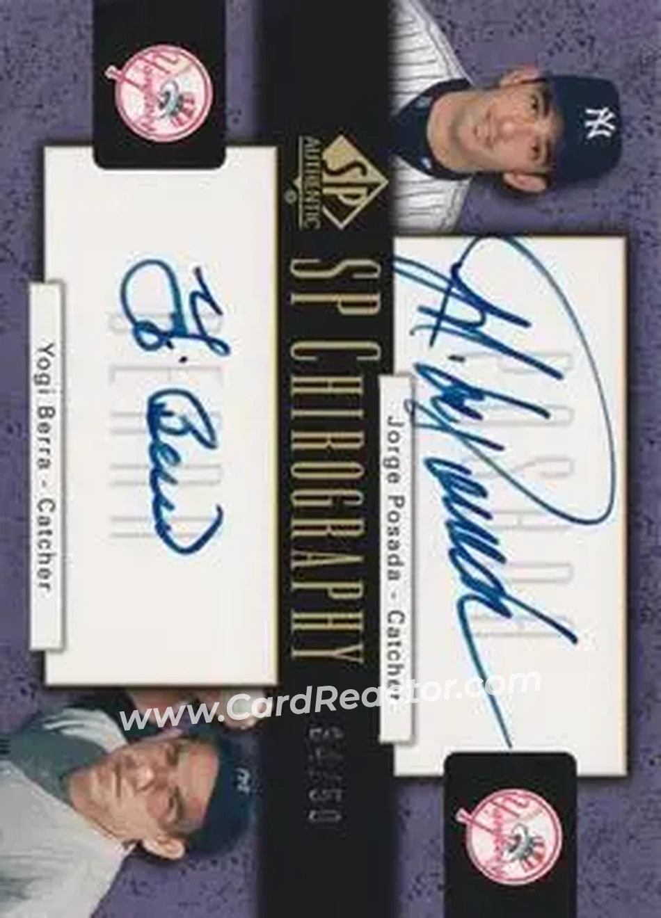 2004 SP Authentic - SP Chirography Dual #DC-PB - Jorge Posada - Yogi Berra - New York Yankees - Front 2004 SP Authentic - SP Chirography Dual #DC-PB - Jorge Posada - Yogi Berra - New York Yankees - Front