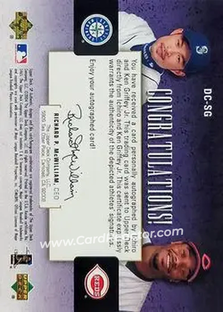 2004 SP Authentic - SP Chirography Dual #DC-SG - Ichiro Suzuki - Ken Griffey Jr. - Back 2004 SP Authentic - SP Chirography Dual #DC-SG - Ichiro Suzuki - Ken Griffey Jr. - Back