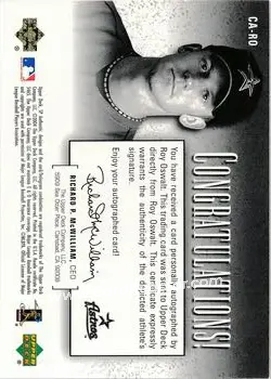 2004 SP Authentic - SP Chirography Duo Tone #CA-RO - Roy Oswalt - Houston Astros - Back