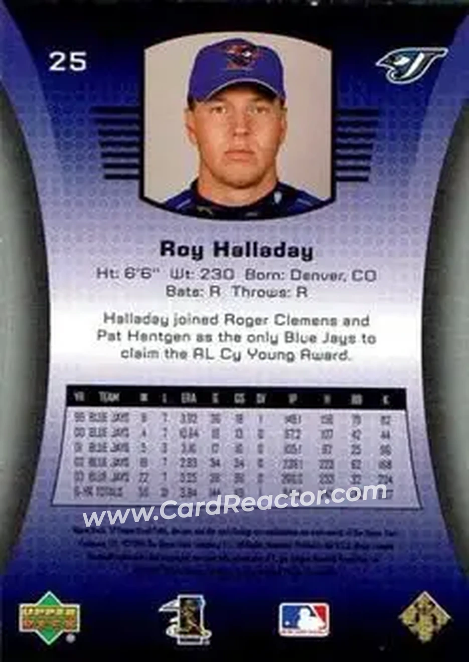 2004 SP Game Used Patch #25 - Roy Halladay - Toronto Blue Jays - Back