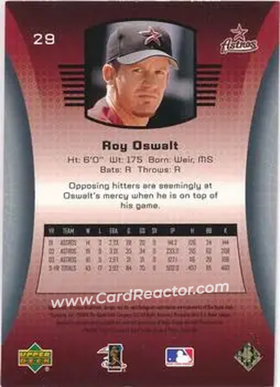 2004 SP Game Used Patch #29 - Roy Oswalt - Houston Astros - Back
