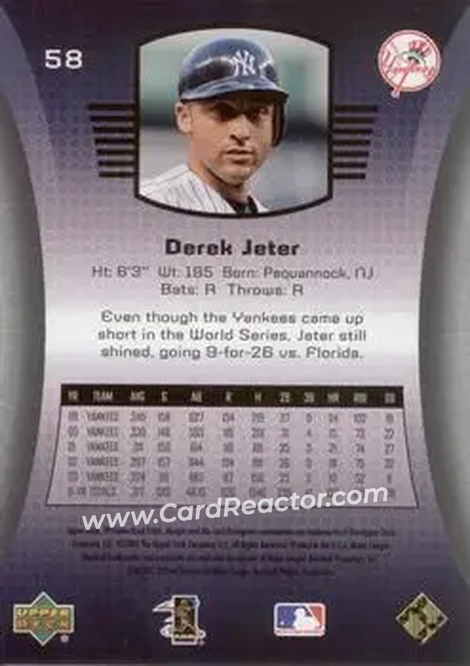 2004 SP Game Used Patch #58 - Derek Jeter - New York Yankees - Back