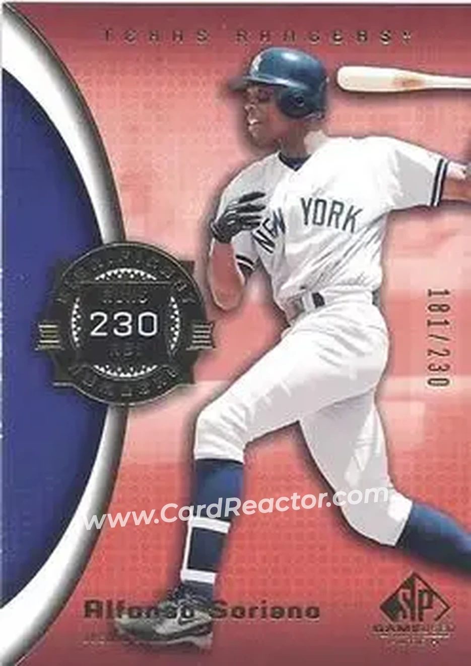2004 SP Game Used Patch #72 - Alfonso Soriano - Texas Rangers - Front