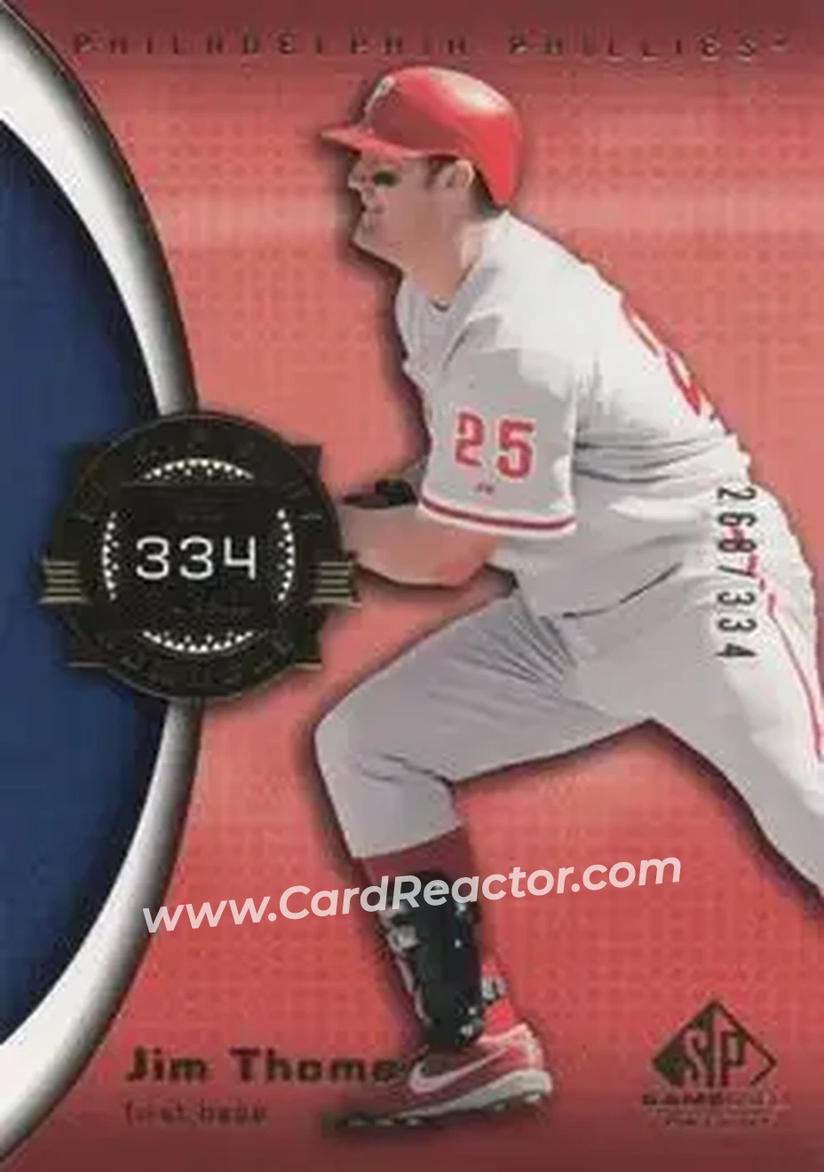 2004 SP Game Used Patch #79 - Jim Thome - Philadelphia Phillies - Front