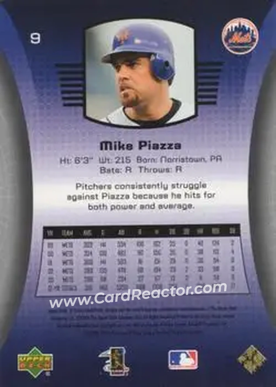 2004 SP Game Used Patch #9 - Mike Piazza - New York Mets - Back