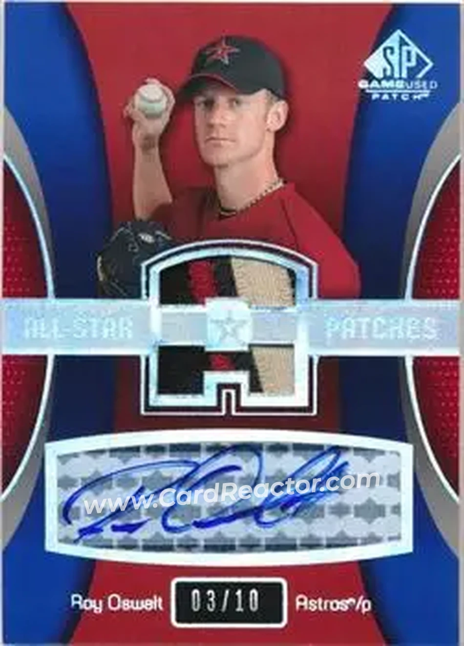 2004 SP Game Used Patch - All-Star Autograph #RO - Roy Oswalt - Houston Astros - Front