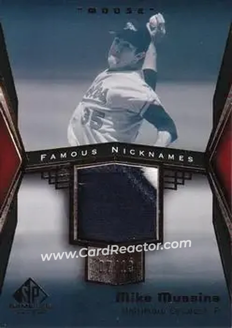 2004 SP Game Used Patch - Famous Nicknames #FN-MU1 - Mike Mussina - Baltimore Orioles - Front