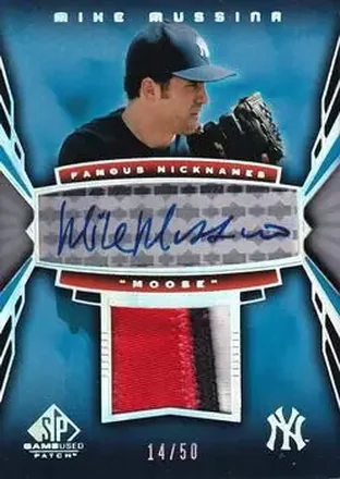 2004 SP Game Used Patch - Famous Nicknames Autograph #AFN-MM - Mike Mussina - New York Yankees