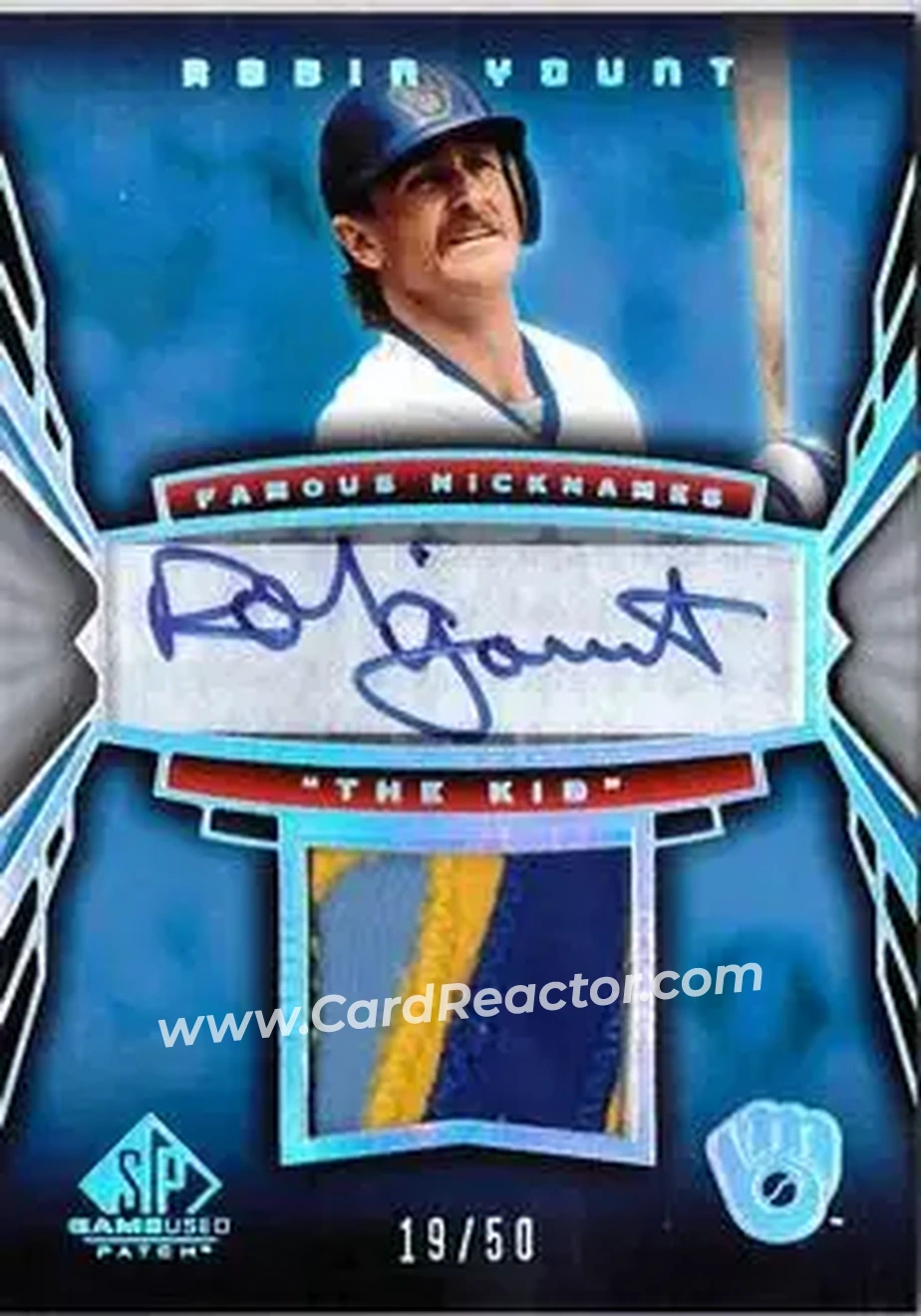 2004 SP Game Used Patch - Famous Nicknames Autograph #AFN-RY - Robin Yount - Milwaukee Brewers - Front