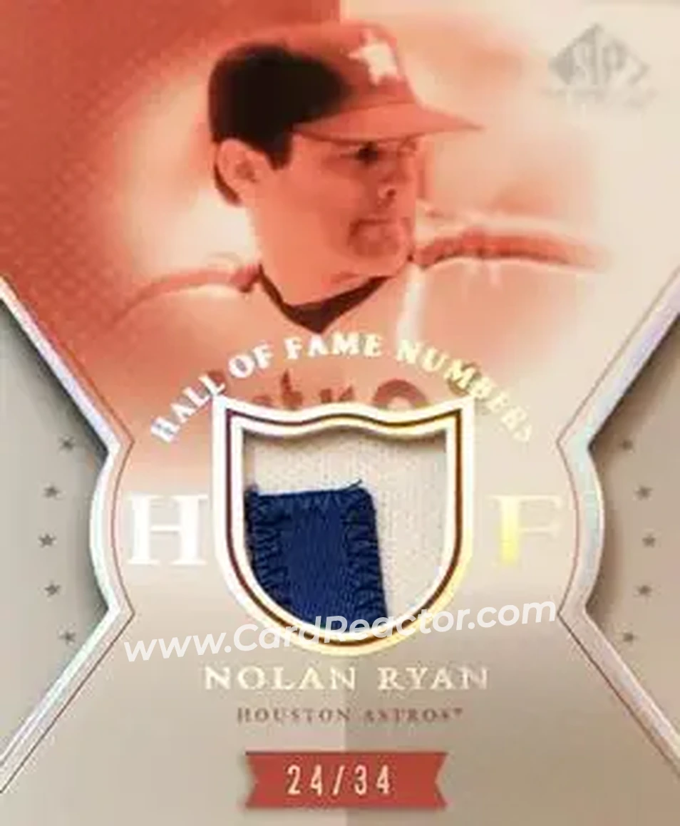 2004 SP Game Used Patch - HOF Numbers #HN-NR - Nolan Ryan - Houston Astros - Front