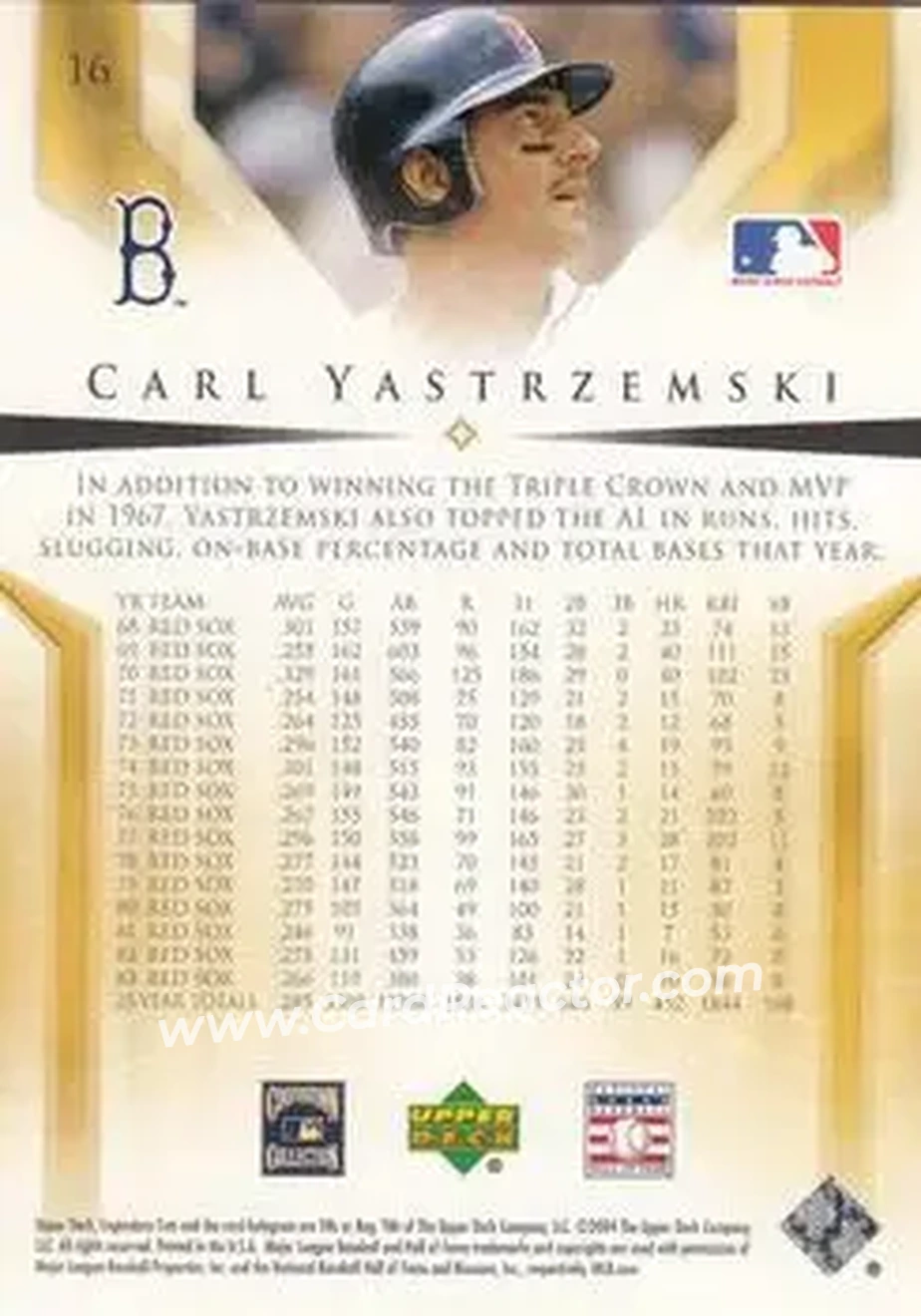 2004 SP Legendary Cuts #16 - Carl Yastrzemski - Boston Red Sox - Back