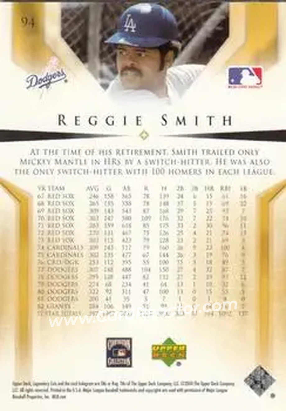 2004 SP Legendary Cuts #94 - Reggie Smith - Los Angeles Dodgers - Back