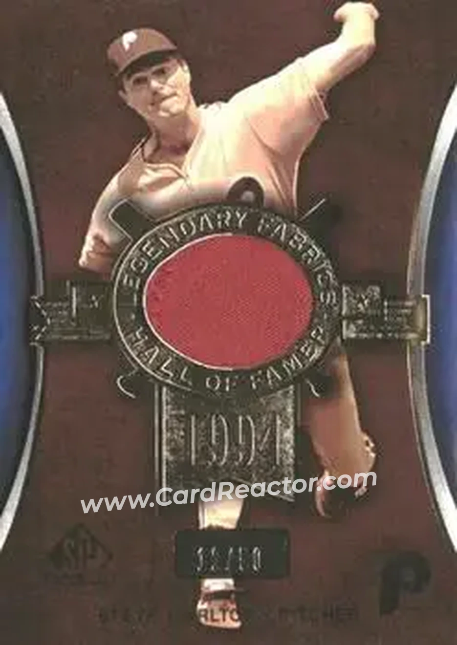 2004 SP Game Used Patch - Legendary Fabrics #LF-SC - Steve Carlton - Philadelphia Phillies - Front