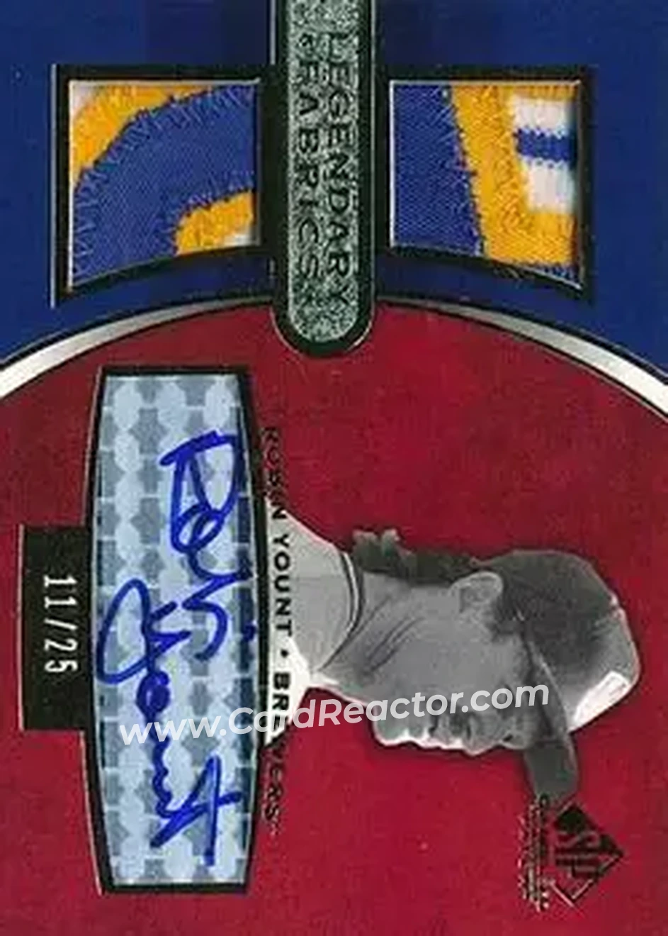 2004 SP Game Used Patch - Legendary Fabrics Autograph Dual #ALF-YO - Robin Yount - Milwaukee Brewers - Front