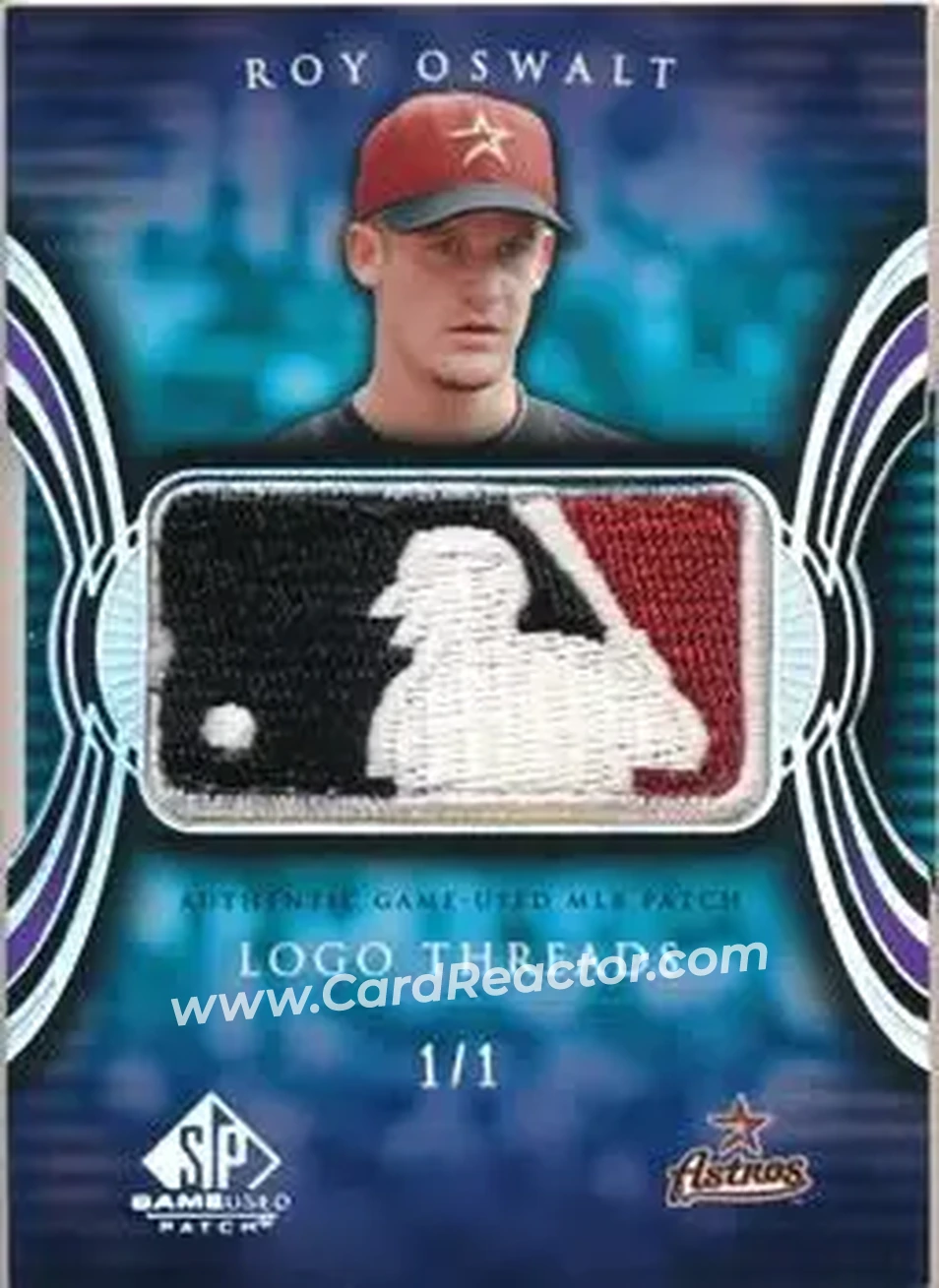 2004 SP Game Used Patch - Logo Threads #LT-RO1 - Roy Oswalt - Houston Astros - Front