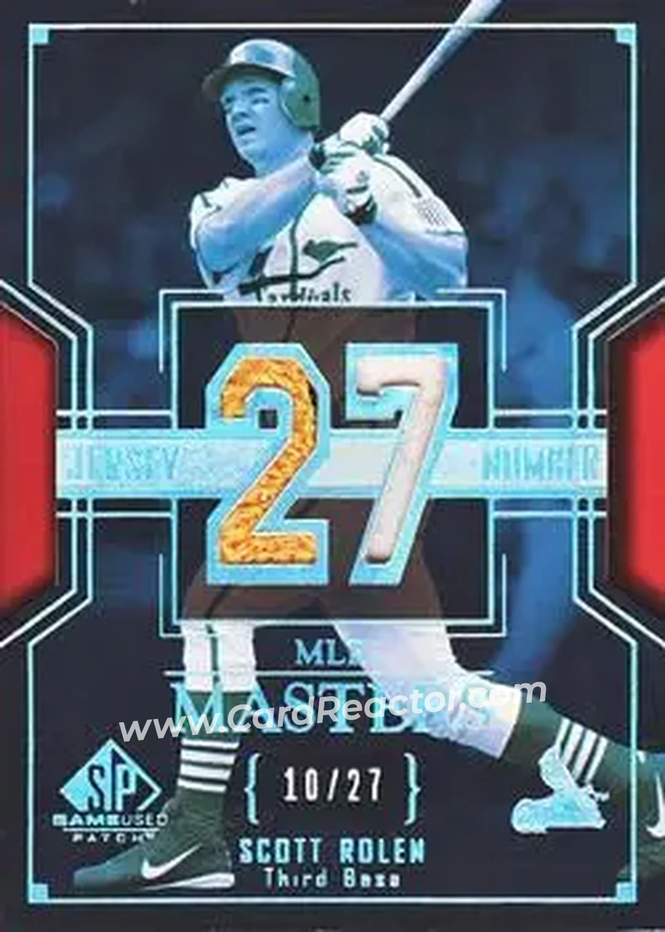 2004 SP Game Used Patch - MLB Masters #MM-SR - Scott Rolen - St. Louis Cardinals - Front 2004 SP Game Used Patch - MLB Masters #MM-SR - Scott Rolen - St. Louis Cardinals - Front