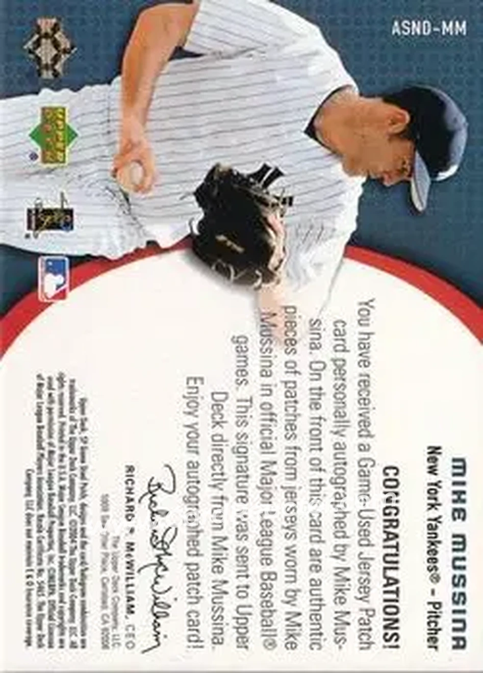 2004 SP Game Used Patch - Significant Numbers Autograph Dual #ASND-MM - Mike Mussina - New York Yankees - Back