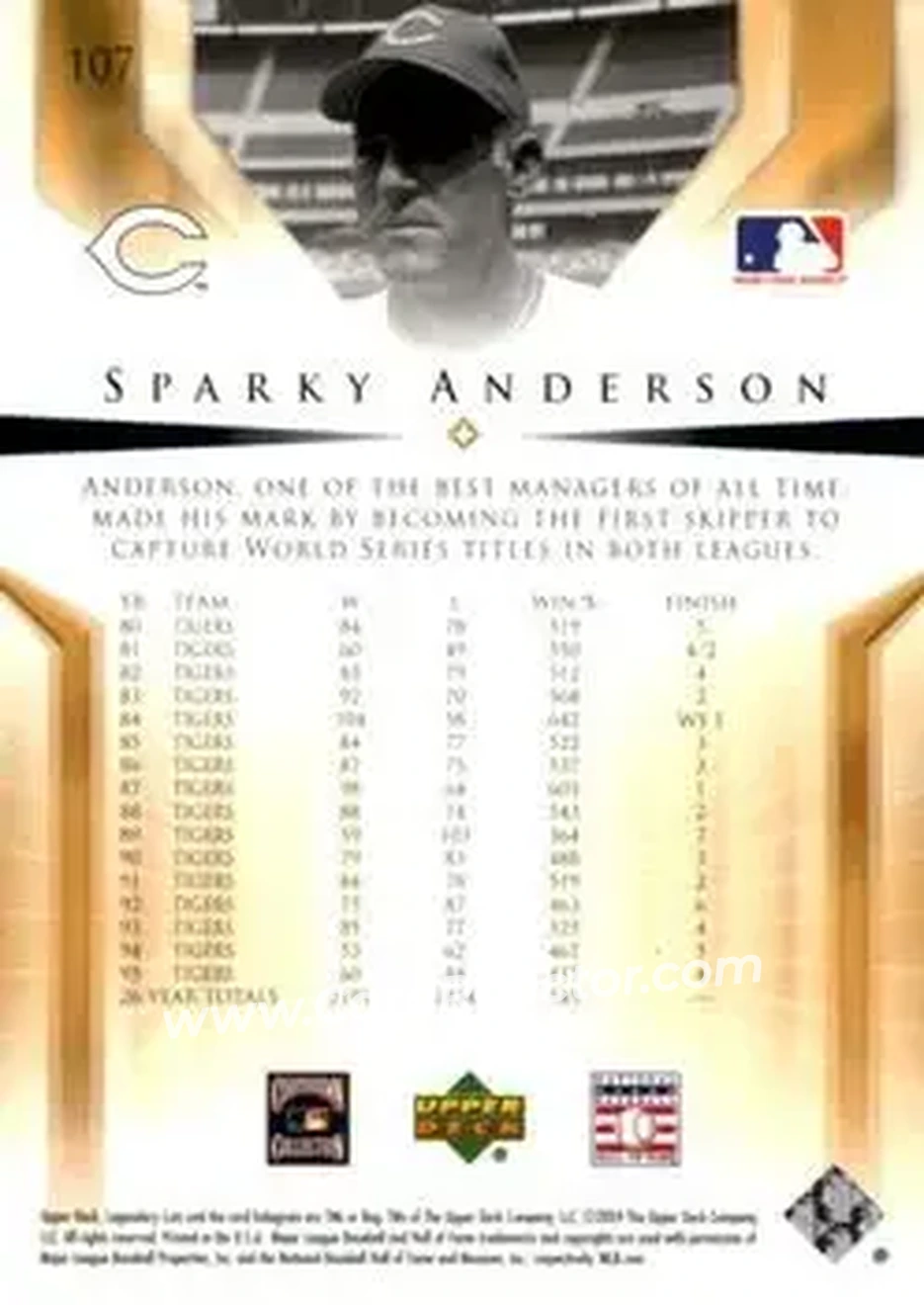 2004 SP Legendary Cuts #107 - George Anderson - Cincinnati Reds - Back