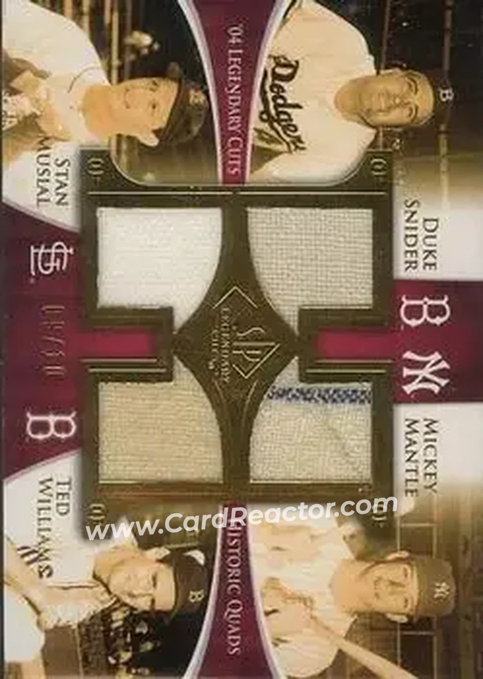 2004 SP Legendary Cuts - Historic Quads Memorabilia #HQJ-SMMW - Duke Snider - Mickey Mantle - Stan Musial - Ted Williams - Front