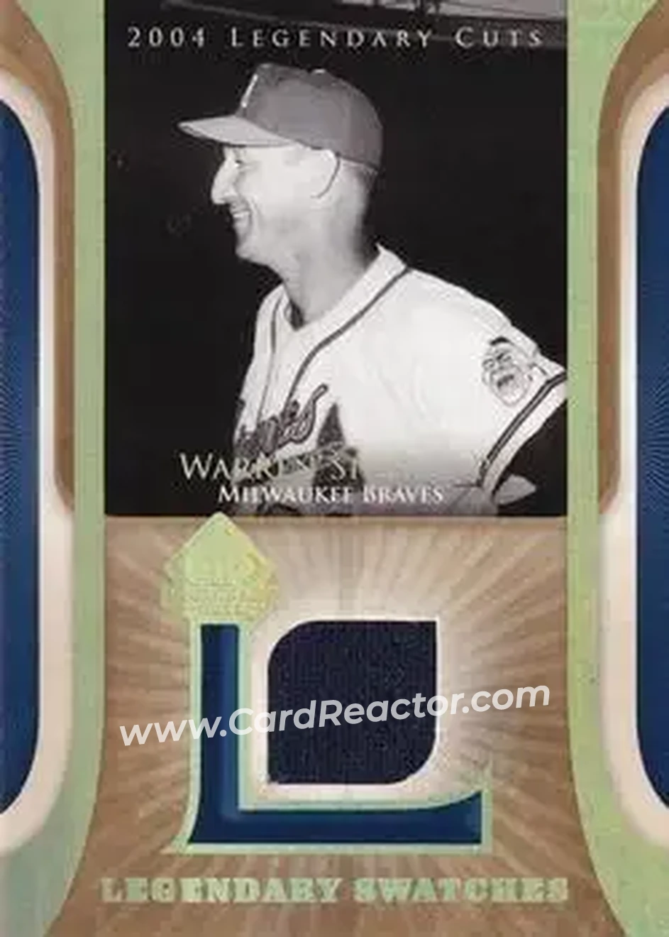 2004 SP Legendary Cuts - Legendary Swatches #LSW-WS - Warren Spahn - Milwaukee Braves - Front
