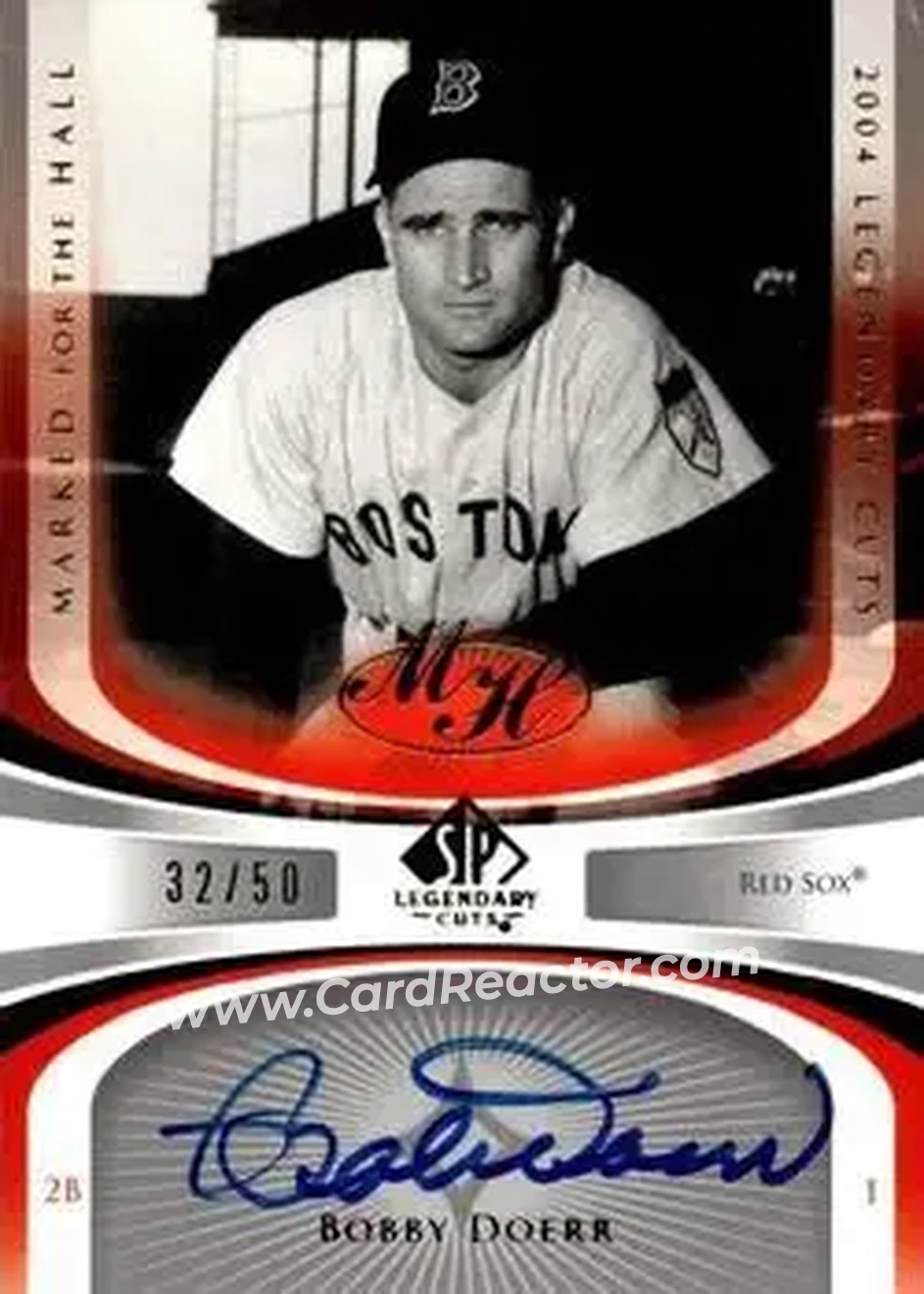 2004 SP Legendary Cuts - Marked for the Hall #MH-BD - Bobby Doerr - Boston Red Sox - Front
