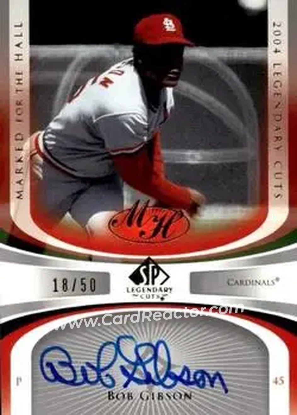 2004 SP Legendary Cuts - Marked for the Hall #MH-BG - Bob Gibson - St. Louis Cardinals - Front