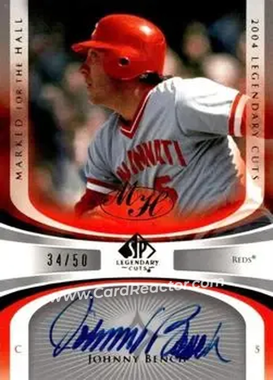 2004 SP Legendary Cuts - Marked for the Hall #MH-JB - Johnny Bench - Cincinnati Reds - Front