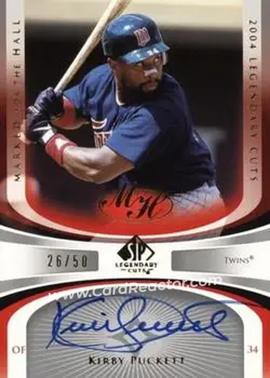 2004 SP Legendary Cuts - Marked for the Hall #MH-KP - Kirby Puckett - Minnesota Twins - Front