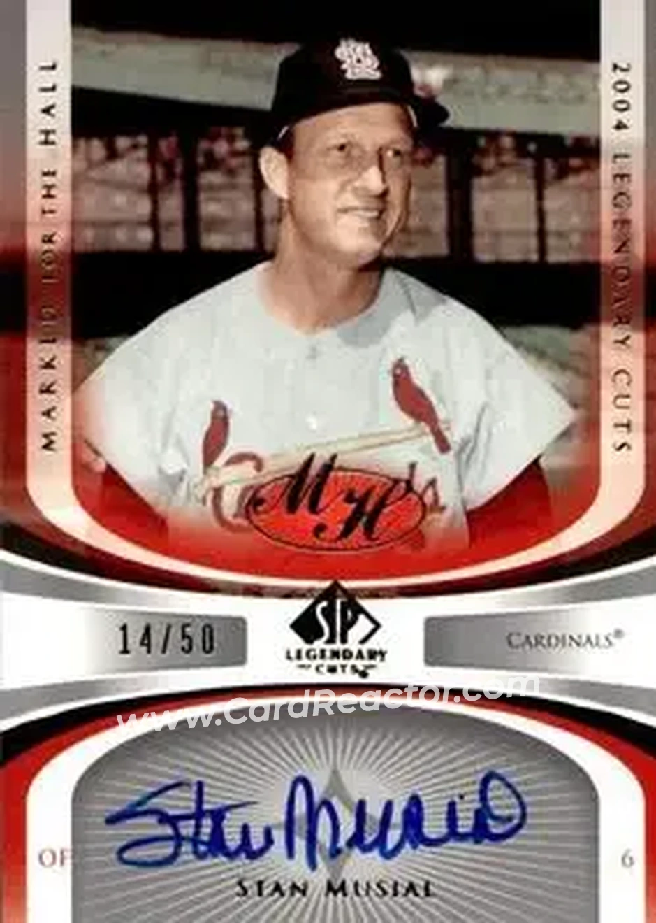 2004 SP Legendary Cuts - Marked for the Hall #MH-SM - Stan Musial - St. Louis Cardinals - Front 2004 SP Legendary Cuts - Marked for the Hall #MH-SM - Stan Musial - St. Louis Cardinals - Front