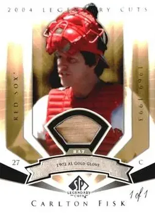 2004 SP Legendary Cuts - Significant Fact Memorabilia #17 - Carlton Fisk - Boston Red Sox