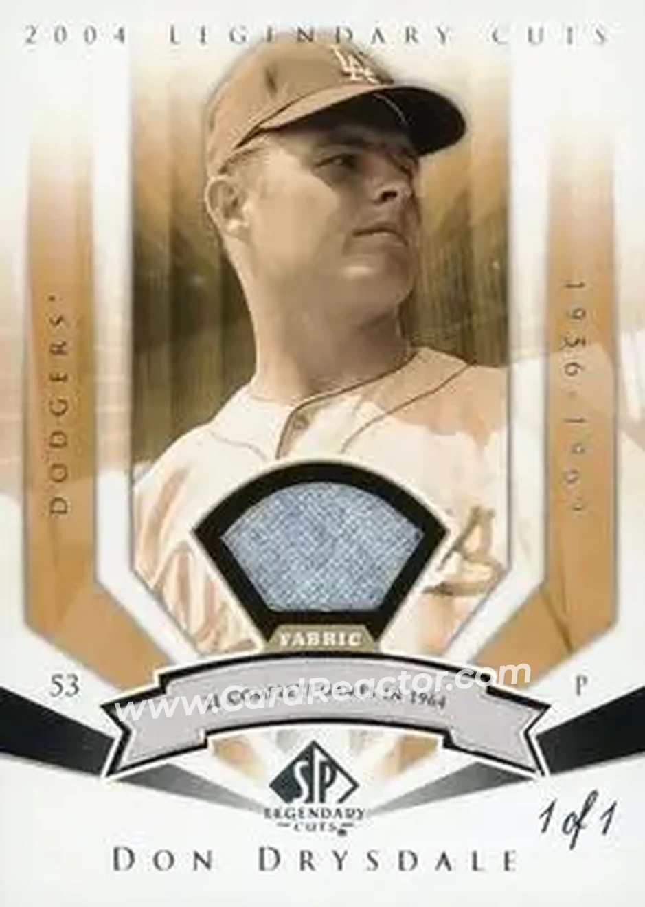2004 SP Legendary Cuts - Significant Fact Memorabilia #25 - Don Drysdale - Los Angeles Dodgers - Front