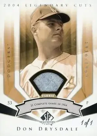 2004 SP Legendary Cuts - Significant Fact Memorabilia #25 - Don Drysdale - Los Angeles Dodgers