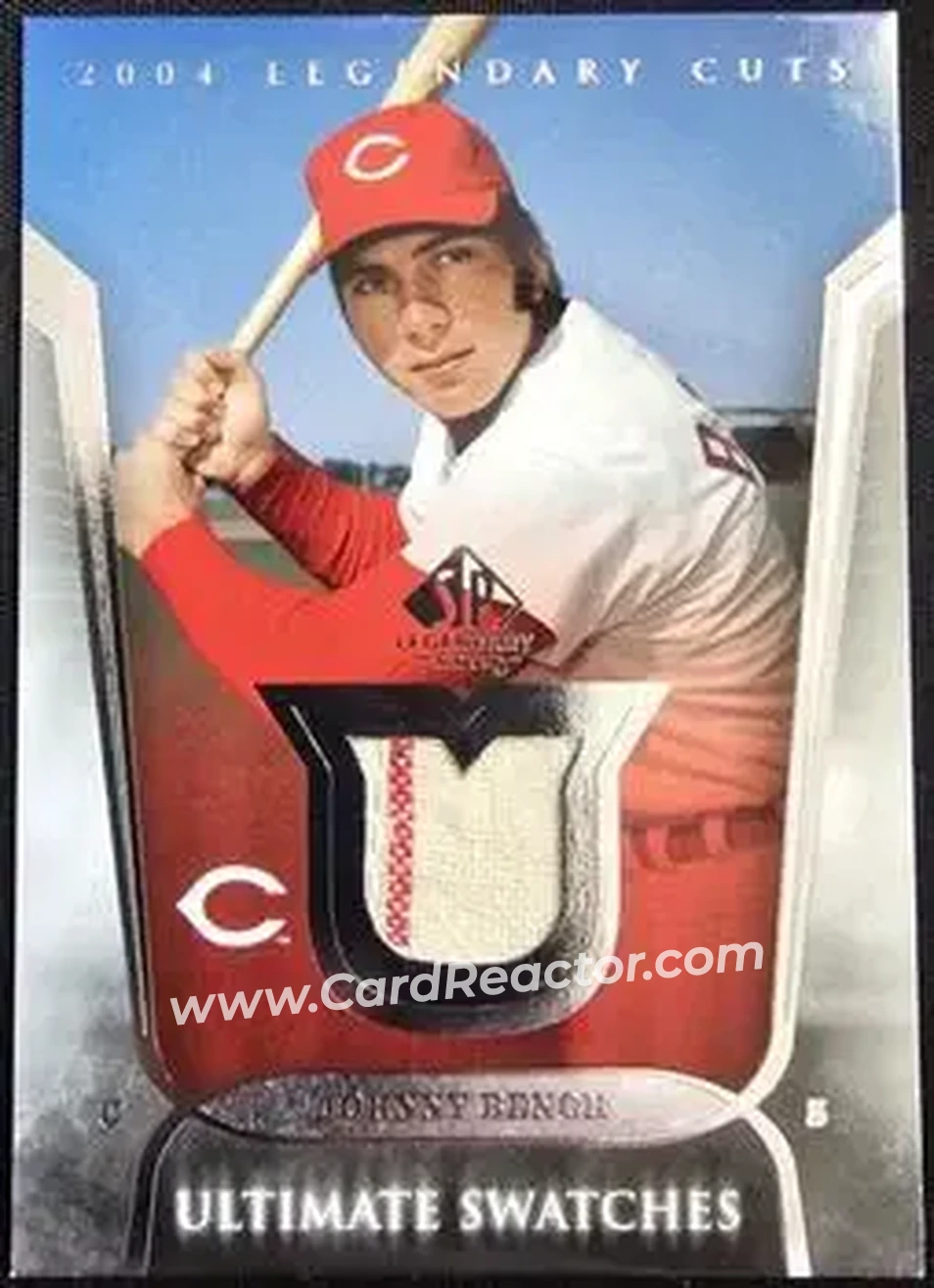 2004 SP Legendary Cuts - Ultimate Swatches #US-JB - Johnny Bench - Cincinnati Reds - Front 2004 SP Legendary Cuts - Ultimate Swatches #US-JB - Johnny Bench - Cincinnati Reds - Front