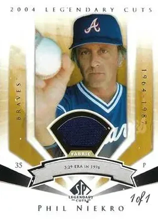 2004 SP Legendary Cuts - Significant Fact Memorabilia #89 - Phil Niekro - Atlanta Braves