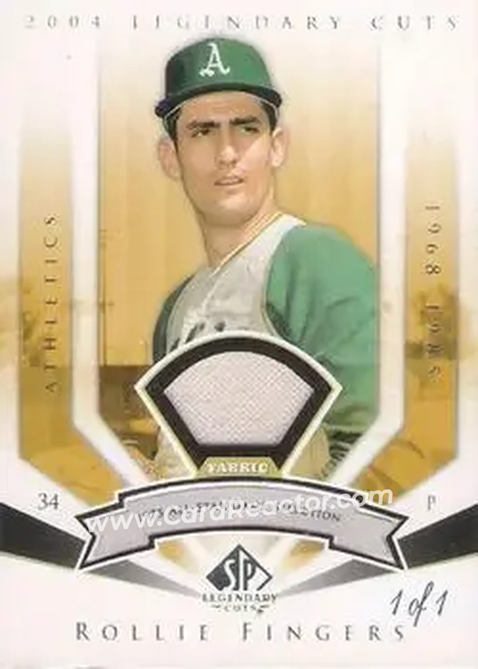 2004 SP Legendary Cuts - Significant Fact Memorabilia #103 - Rollie Fingers - Oakland Athletics - Front 2004 SP Legendary Cuts - Significant Fact Memorabilia #103 - Rollie Fingers - Oakland Athletics - Front