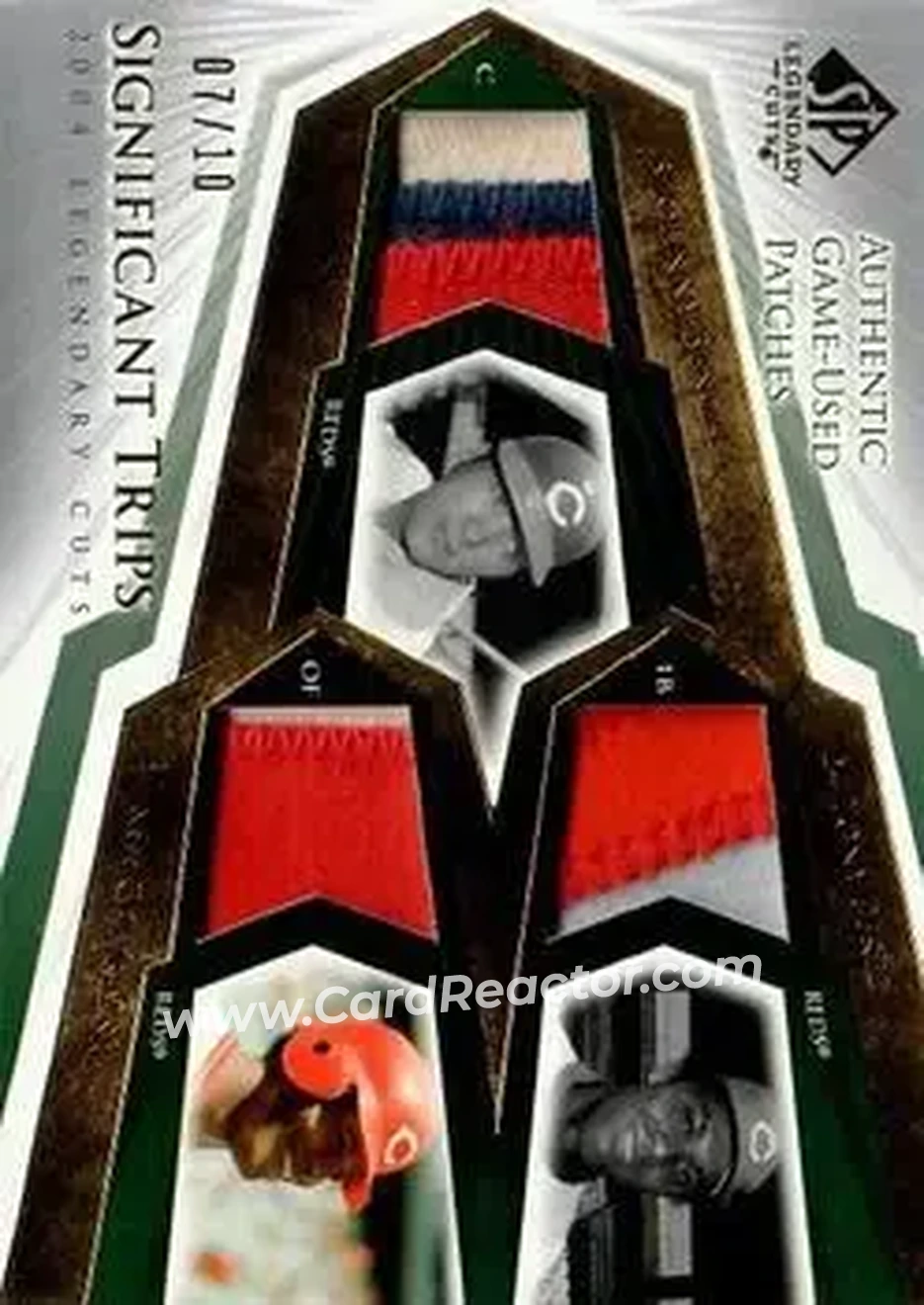 2004 SP Legendary Cuts - Significant Trips Patch #STP-BPG - Johnny Bench - Tony Perez - Ken Griffey Sr. - Cincinnati Reds - Front