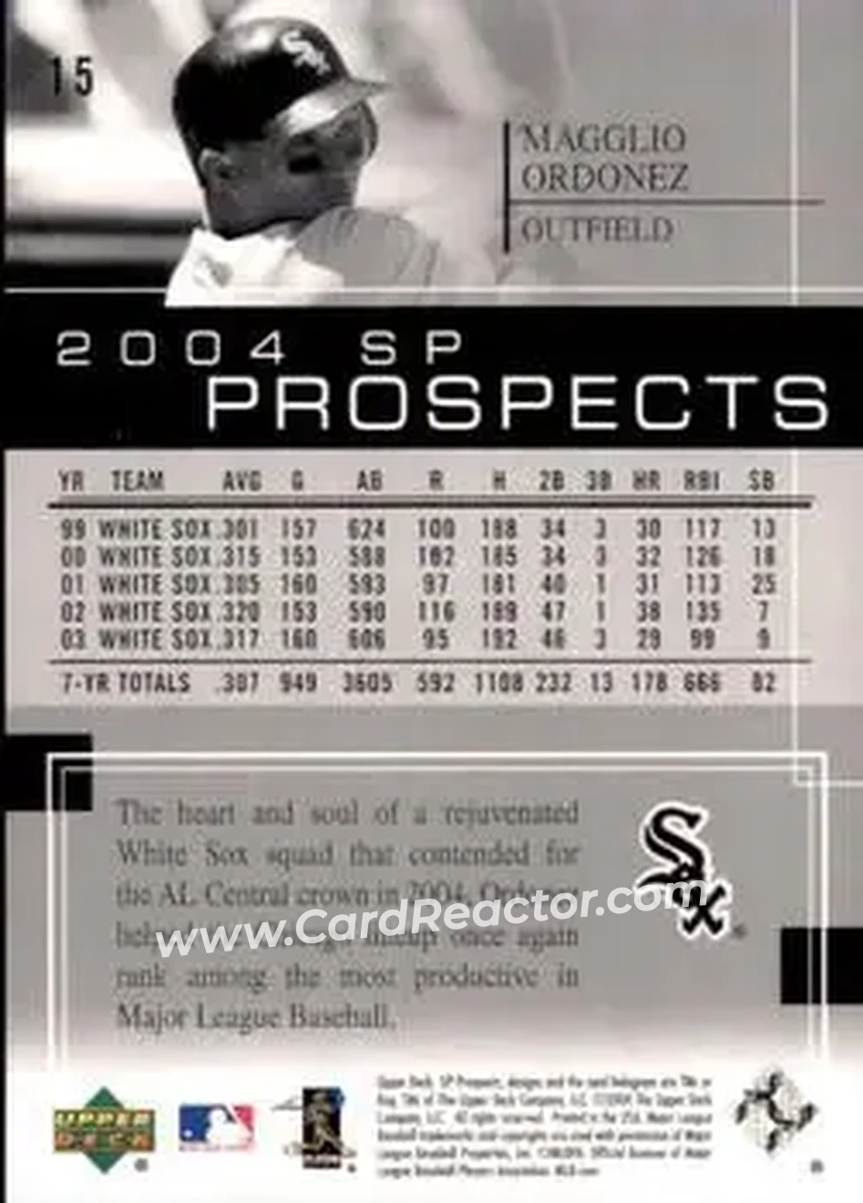 2004 SP Prospects #15 - Magglio Ordonez - Chicago White Sox - Back