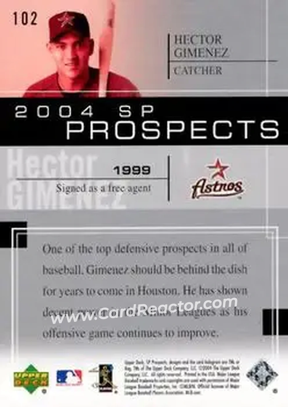 2004 SP Prospects #102 - Hector Gimenez - Houston Astros - Back