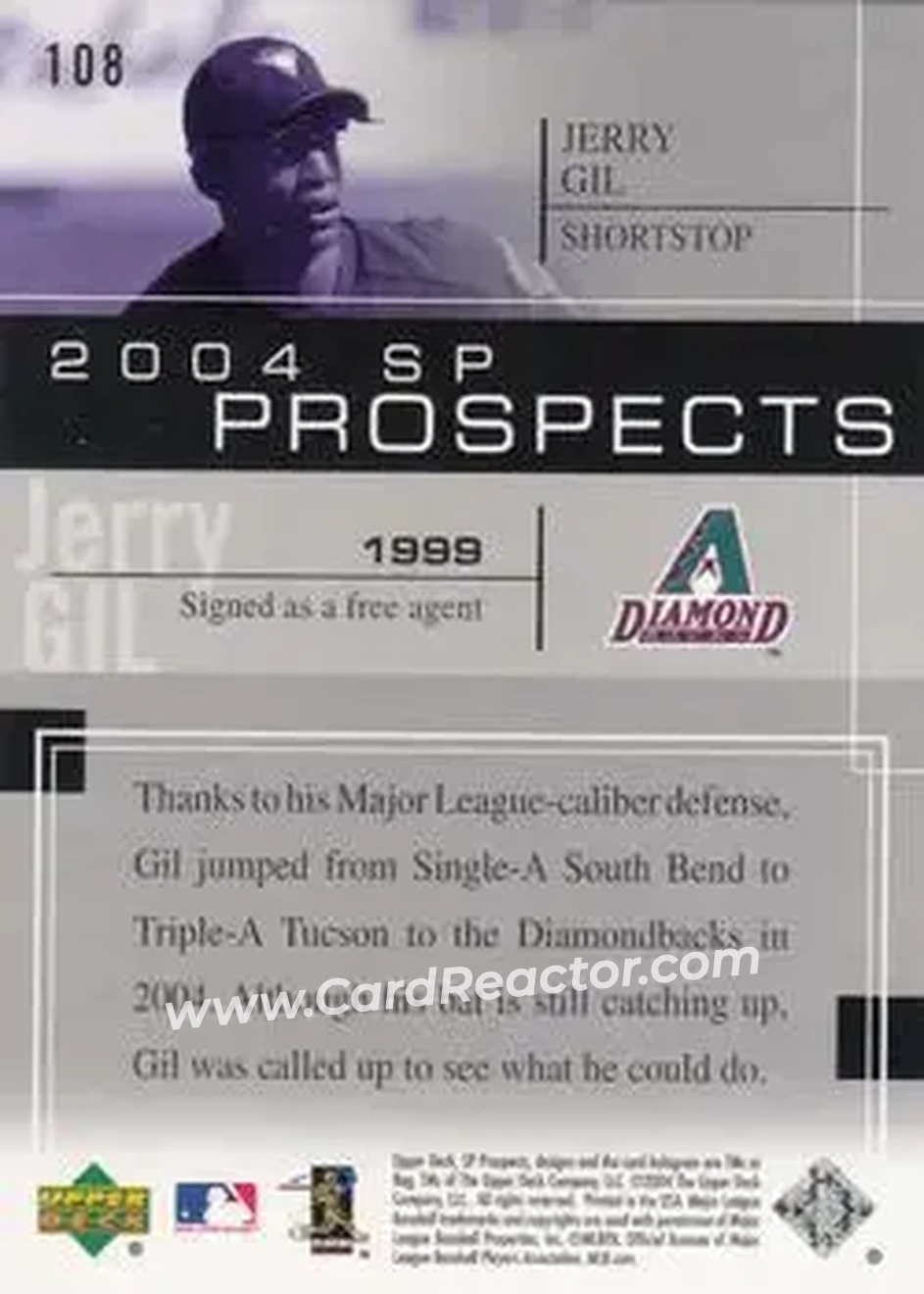 2004 SP Prospects #108 - Jerry Gil - Arizona Diamondbacks - Back