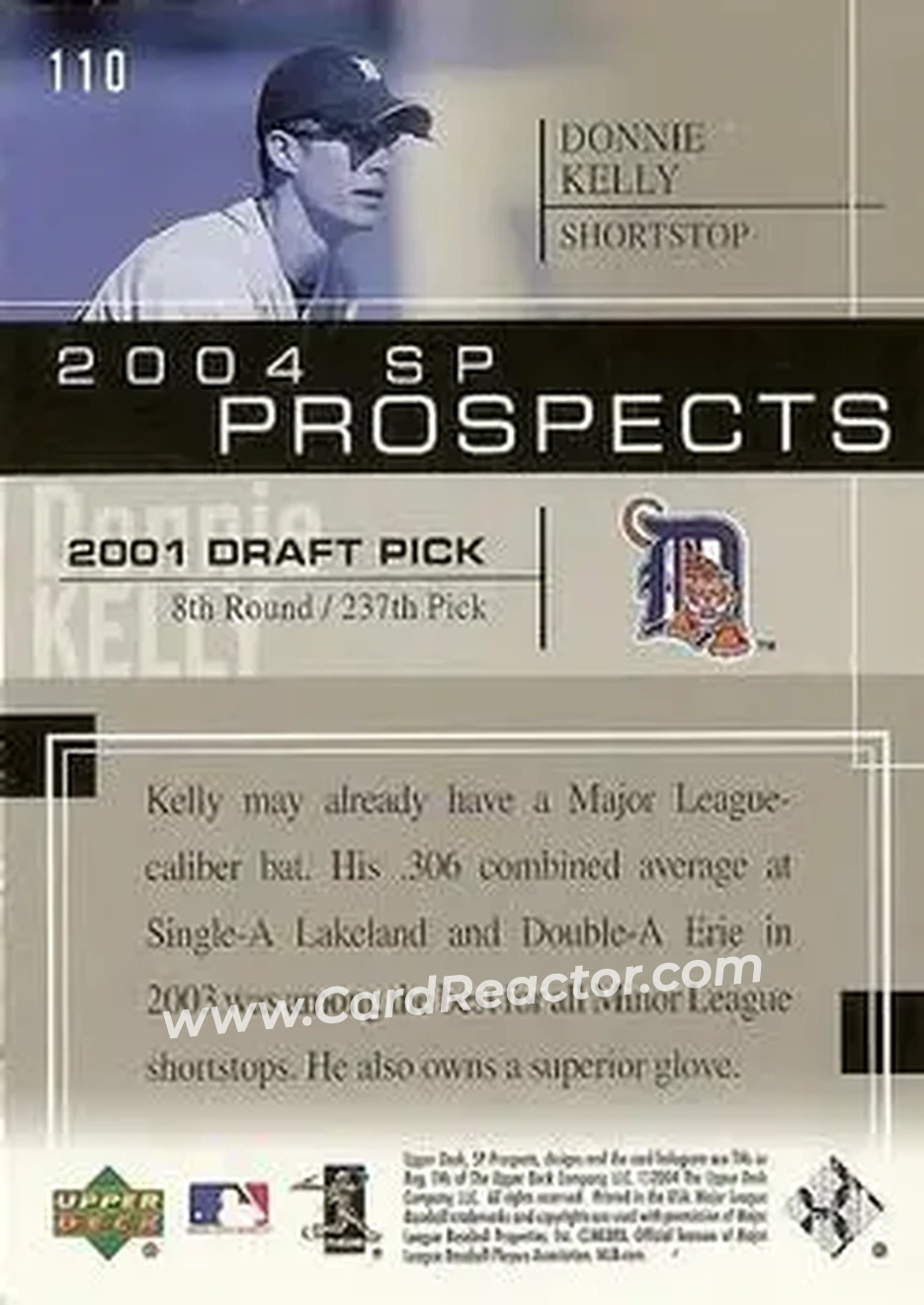 2004 SP Prospects #110 - Don Kelly - Detroit Tigers - Back