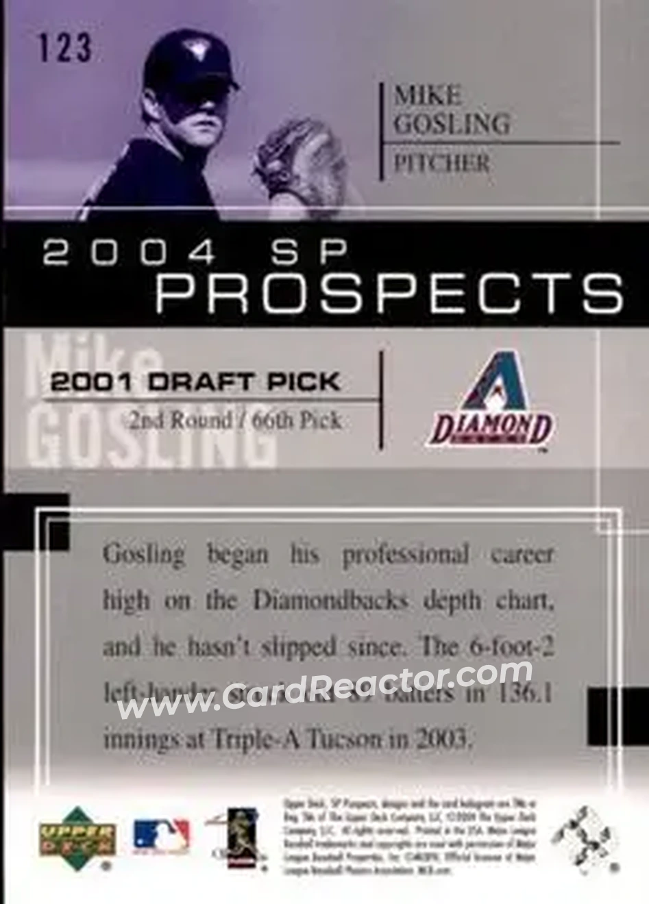 2004 SP Prospects #123 - Mike Gosling - Arizona Diamondbacks - Back