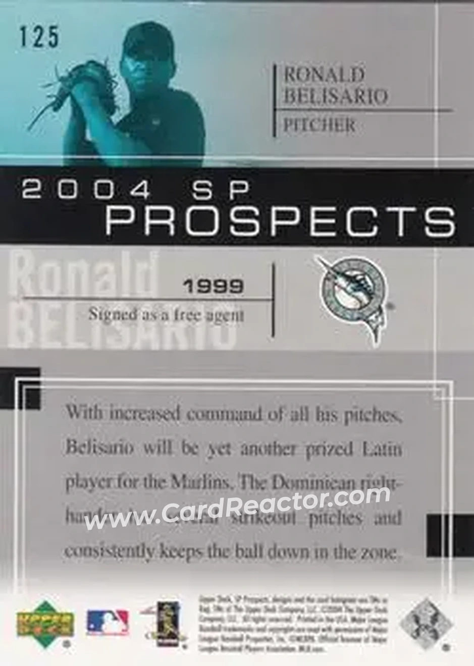 2004 SP Prospects #125 - Ronald Belisario - Florida Marlins - Back