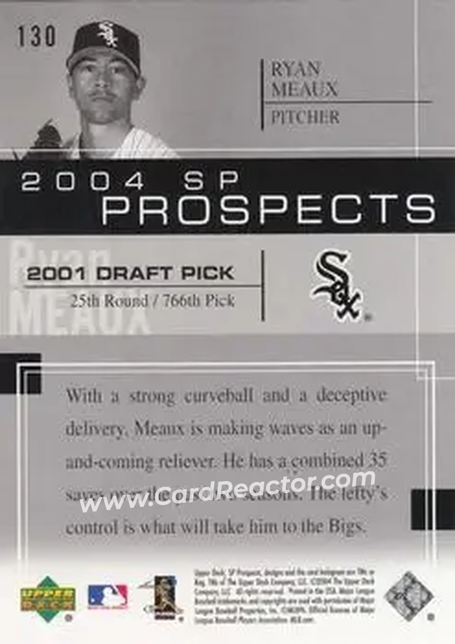 2004 SP Prospects #130 - Ryan Meaux - Chicago White Sox - Back