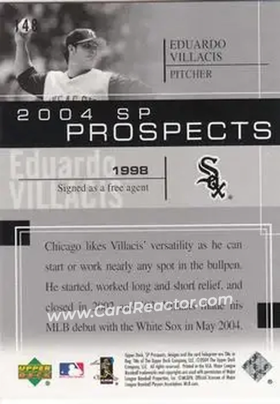 2004 SP Prospects #148 - Eduardo Villacis - Chicago White Sox - Back