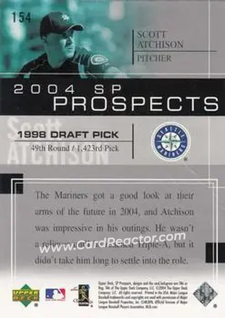 2004 SP Prospects #154 - Scott Atchison - Seattle Mariners - Back 2004 SP Prospects #154 - Scott Atchison - Seattle Mariners - Back