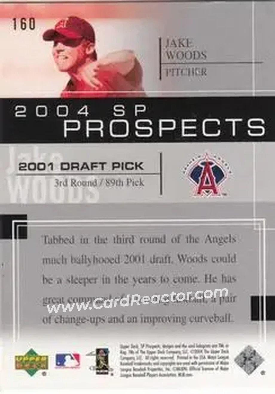 2004 SP Prospects #160 - Jake Woods - Anaheim Angels - Back